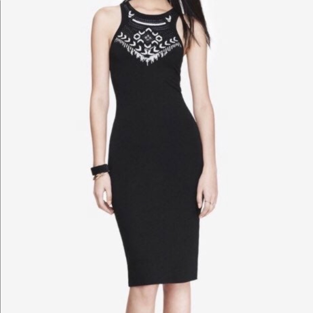 Express Black sequin detail Midi Dress